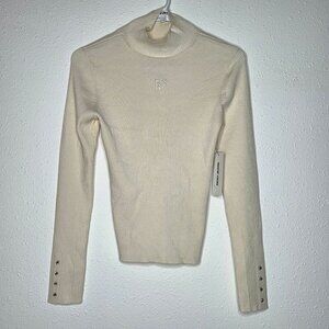 NWT DKNY Jeans Women's Ribbed Mock Neck Sweater - Eggnog